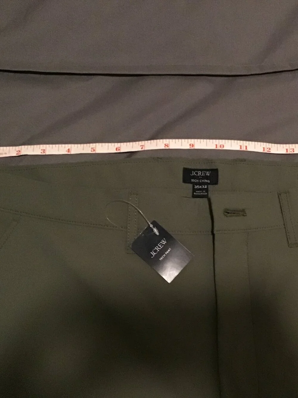 J.Crew Tech Chino Pants Men's 35x32 Olive Green Performance Stretch NWT